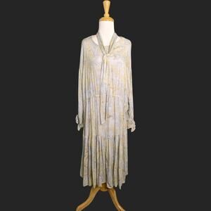 Anthropologie Bl-nk Tiered Midi Anastasiya Boho Dress Tie Paisley Medium Flowy